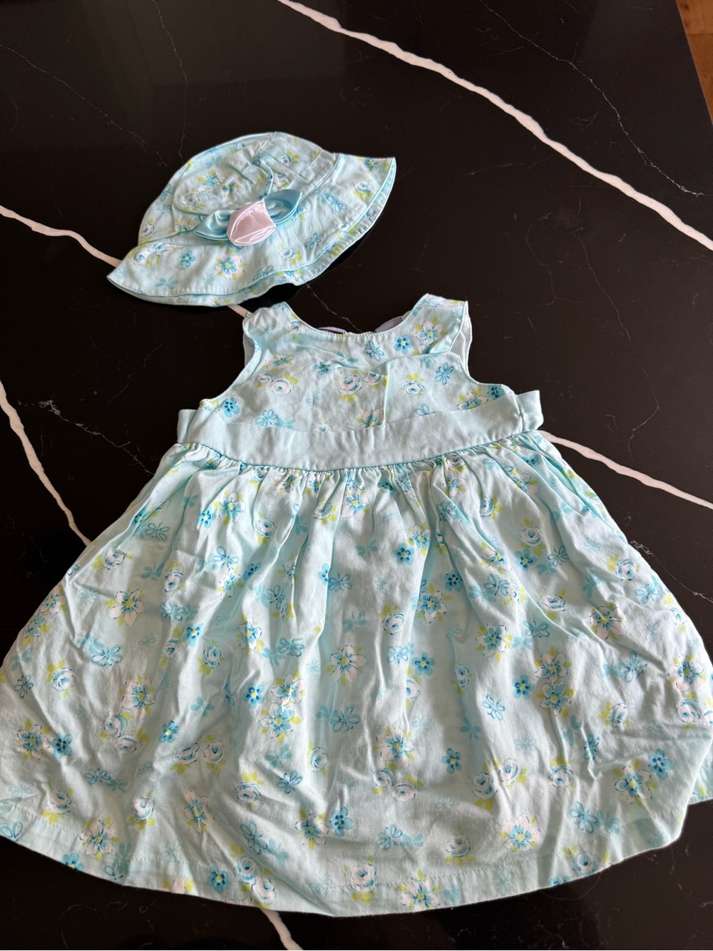 Koala Kids Light Blue Floral Dress with Matching Hat
